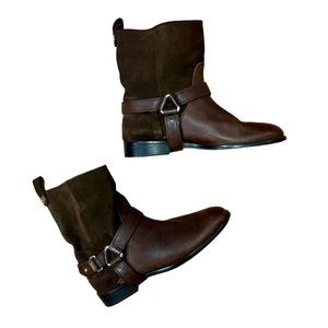 Massimo Dutti Chocolate Brown Leather Short Boots